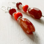 Dangle earrings with agate and lampwork beads