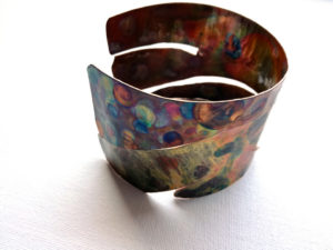 Hammered texturized copper bangle