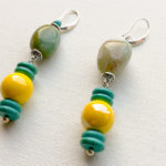 Sea and star earrings with agate turquoise and ceramic beads