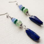 Agate lampwork and lapis earrings