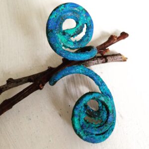 Anello in rame ossidato azzurro