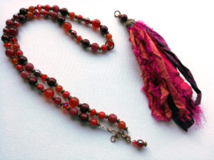 Boho chic sari necklace