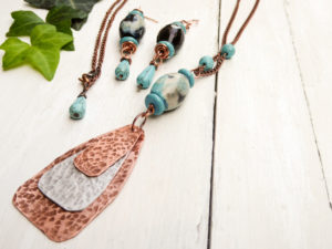 Collana orecchini rame alluminio turchese