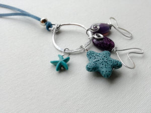 Collana stile mare pesci azzurri viola