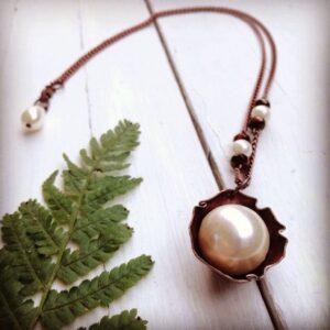 collana rame conchiglia perla