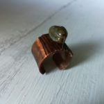 Green czech picasso beads copper ring