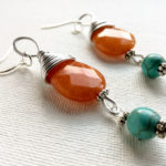 Dangle carnelian turquoise earrings