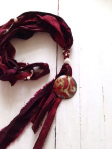 Enameled copper sari pendant