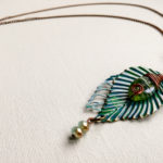 Verdigris necklace copper patina leaf