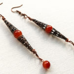 Red bronze filigree earrings