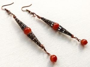 Red bronze filigree earrings