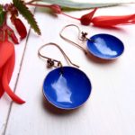 orecchini rame smalto fuoco blu