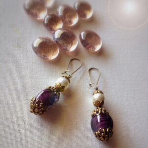 Purple pearl earrings