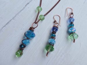 Swarovsky blue green earrings