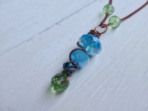 Swarovsky blue green necklace
