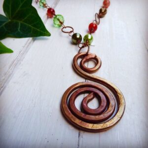 Wire beaded copper necklace